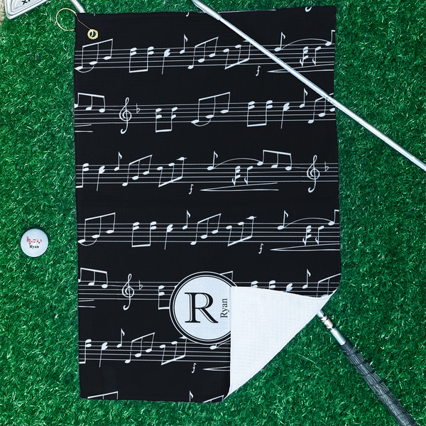 Musical Notes Waffle Weave Golf Towel - In Context