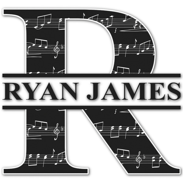 Custom Musical Notes Name & Initial Decal - Custom Sized (Personalized)