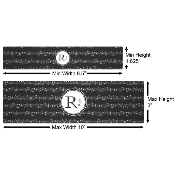 Musical Notes Water Bottle Labels w/ Dimensions