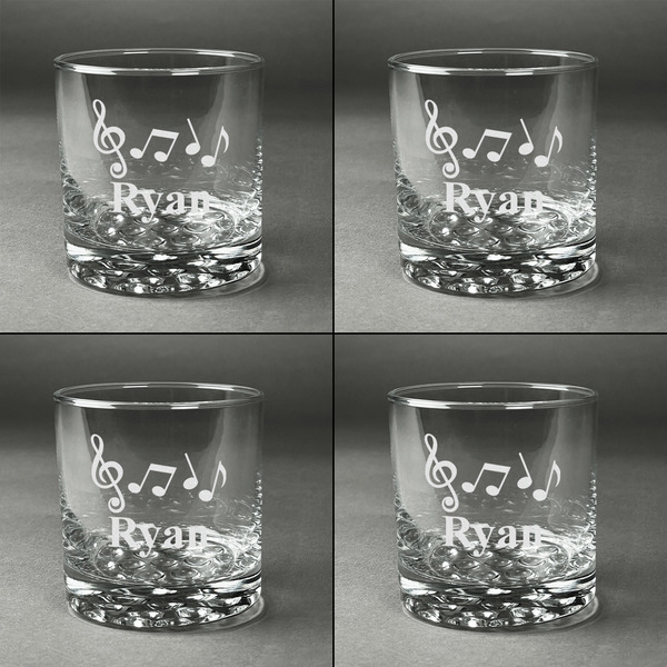 Musical Notes Whiskey Glasses - Set of 4 all Engraved