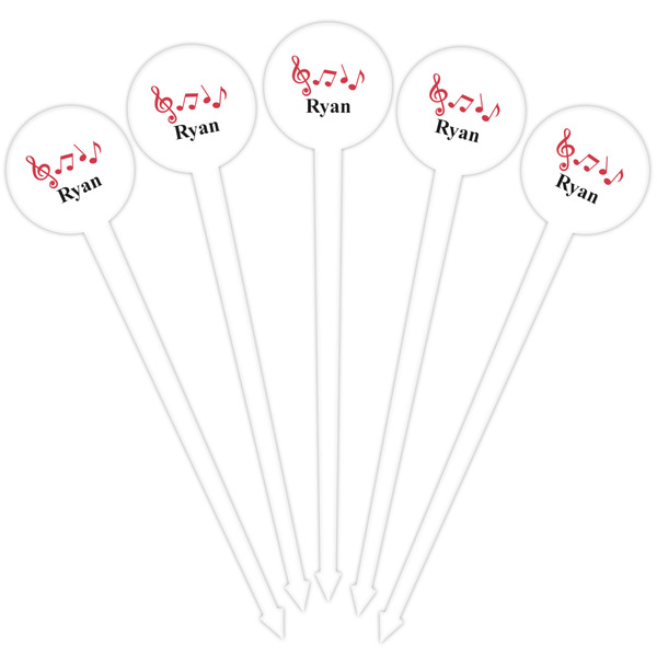 Musical Notes White Plastic 4" Food Pick - Round - Fan View
