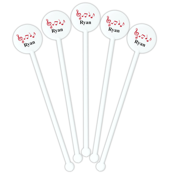 Musical Notes White Plastic 5.5" Stir Stick - Fan View