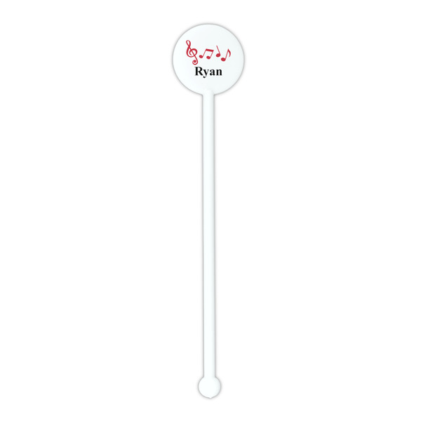 Musical Notes White Plastic 5.5" Stir Stick - Round - Single Stick