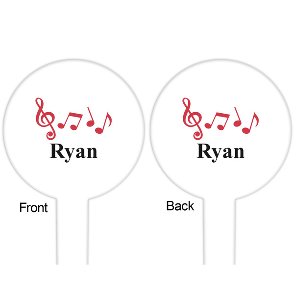 Musical Notes White Plastic 6" Food Pick - Round - Double Sided - Front & Back