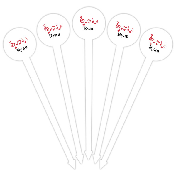 Musical Notes White Plastic 6" Food Pick - Round - Fan View