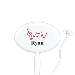 Musical Notes 7" Oval Plastic Stir Sticks - White - Single Sided (Personalized)