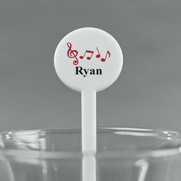 Musical Notes White Plastic 7" Stir Stick - Round - Main