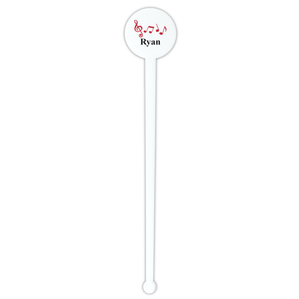 Musical Notes White Plastic 7" Stir Stick - Round - Single Stick