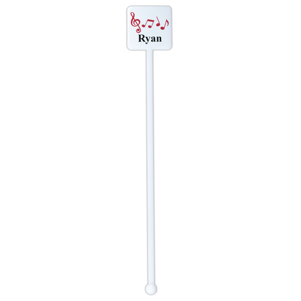 Musical Notes White Plastic Stir Stick - Double Sided - Square - Single Stick