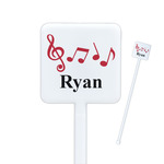 Musical Notes Square Plastic Stir Sticks - Single Sided (Personalized)