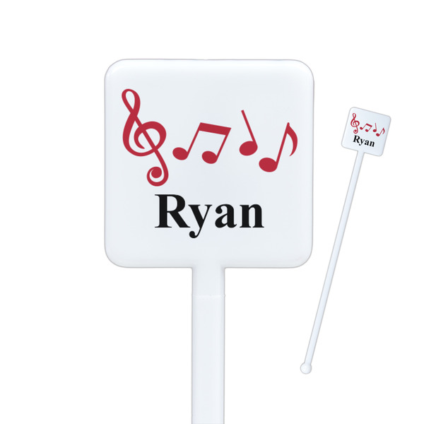 Custom Musical Notes Square Plastic Stir Sticks - Single Sided (Personalized)