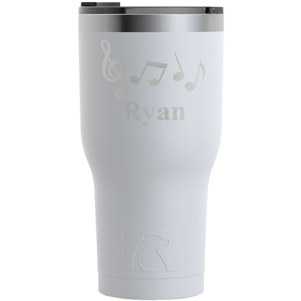Custom Musical Notes RTIC Tumbler - White - Engraved Front (Personalized)