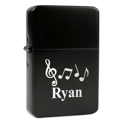 Musical Notes Windproof Lighter - Black - Single Sided & Lid Engraved (Personalized)