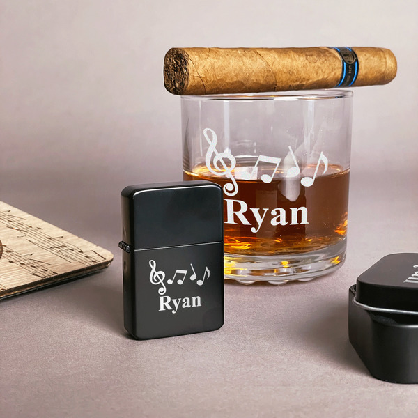 Musical Notes Windproof Lighters - Black - In Context