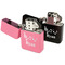 Musical Notes Windproof Lighters - Black & Pink - Open