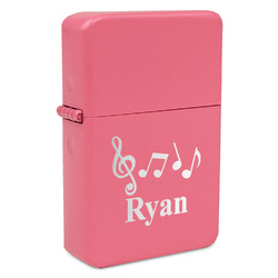 Musical Notes Windproof Lighter - Pink - Single Sided & Lid Engraved (Personalized)
