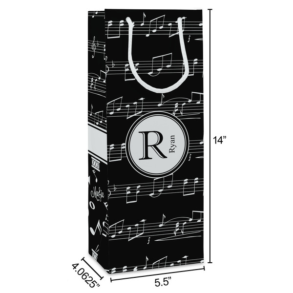 Musical Notes Wine Gift Bag - Dimensions
