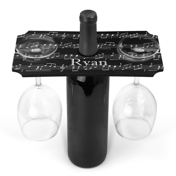Custom Musical Notes Wine Bottle & Glass Holder (Personalized)