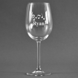 Musical Notes Wine Glass (Single) (Personalized)