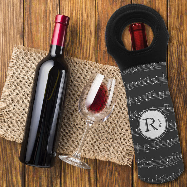 Musical Notes Wine Tote Bag - FLATLAY