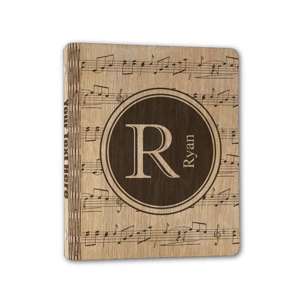 Custom Musical Notes Wood 3-Ring Binder - 1" Half-Letter Size (Personalized)