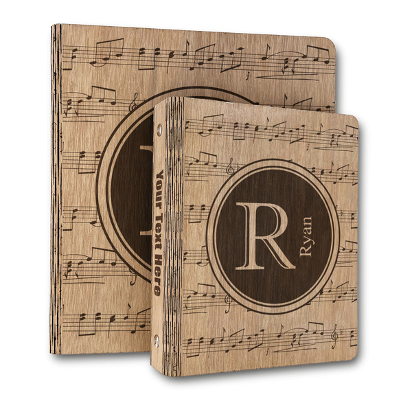 Custom Musical Notes Wood 3-Ring Binder (Personalized)