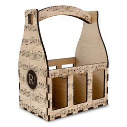 Musical Notes Wooden Beer Bottle Caddy (Personalized)