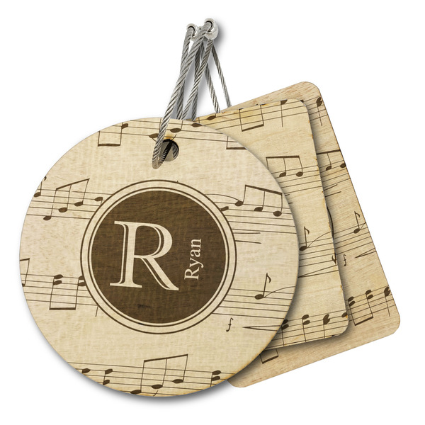 Custom Musical Notes Wood Luggage Tag (Personalized)