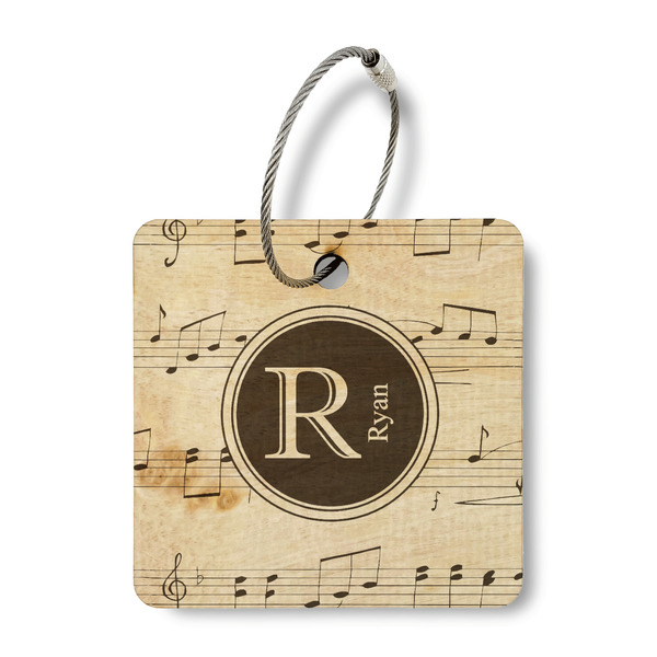 Custom Musical Notes Wood Luggage Tag - Square (Personalized)