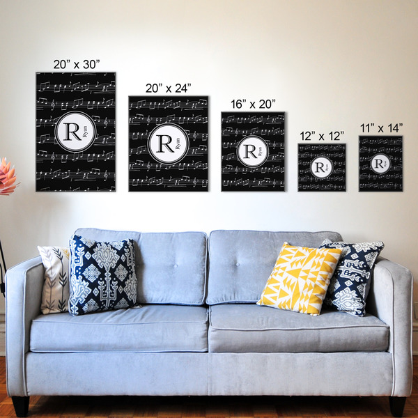 Musical Notes Wood Prints - Size Comparison