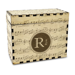 Musical Notes Wood Recipe Box - Laser Engraved (Personalized)