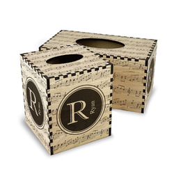 Musical Notes Wood Tissue Box Cover (Personalized)