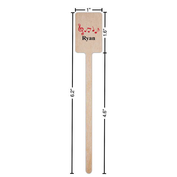 Musical Notes Wooden 6.25" Stir Stick - Rectangular - Dimensions