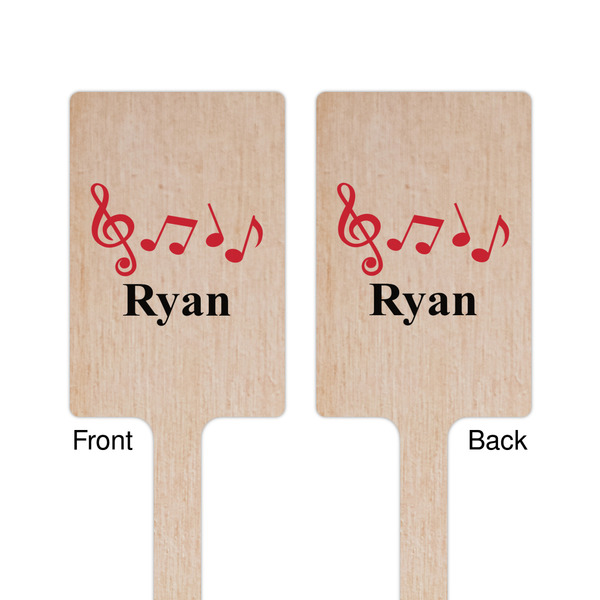 Musical Notes Wooden 6.25" Stir Stick - Rectangular - Double Sided - Front & Back