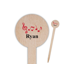 Musical Notes 6" Round Wooden Food Picks - Double Sided (Personalized)