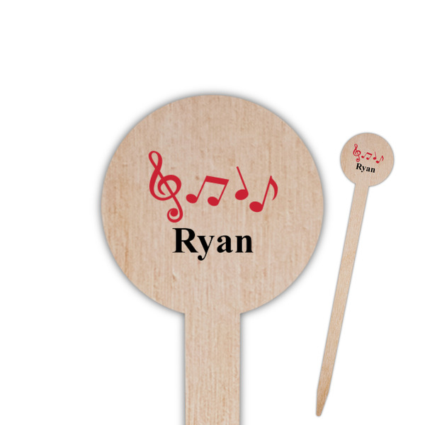 Custom Musical Notes Round Wooden Food Picks (Personalized)
