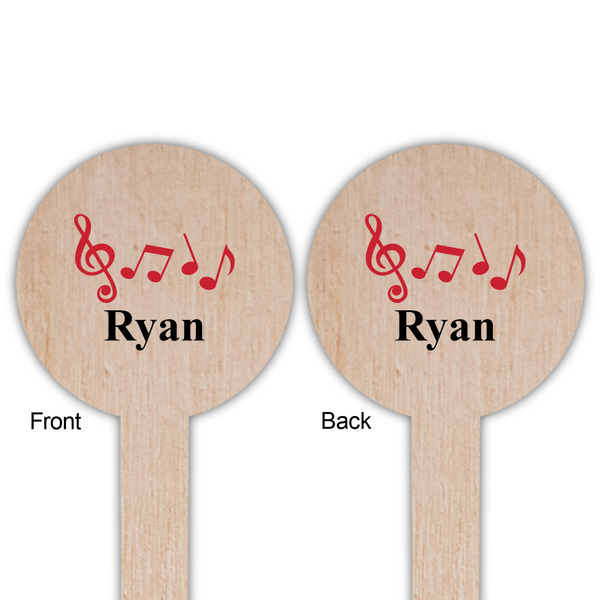 Musical Notes Wooden 6" Food Pick - Round - Double Sided - Front & Back