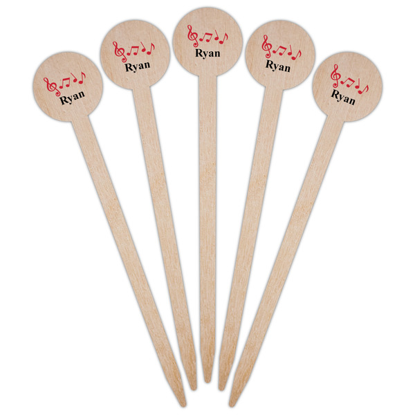 Musical Notes Wooden 6" Food Pick - Round - Fan View