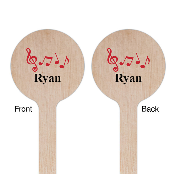 Musical Notes Wooden 7.5" Stir Stick - Round - Double Sided - Front & Back