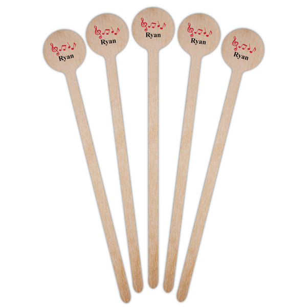 Musical Notes Wooden 7.5" Stir Stick - Round - Fan View