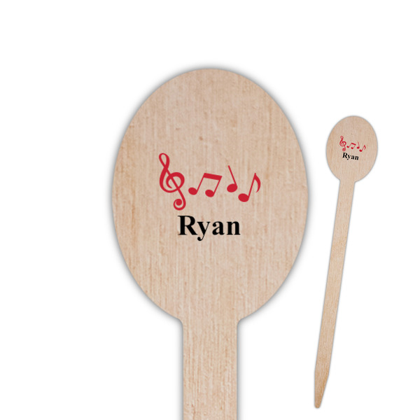 Custom Musical Notes Oval Wooden Food Picks (Personalized)