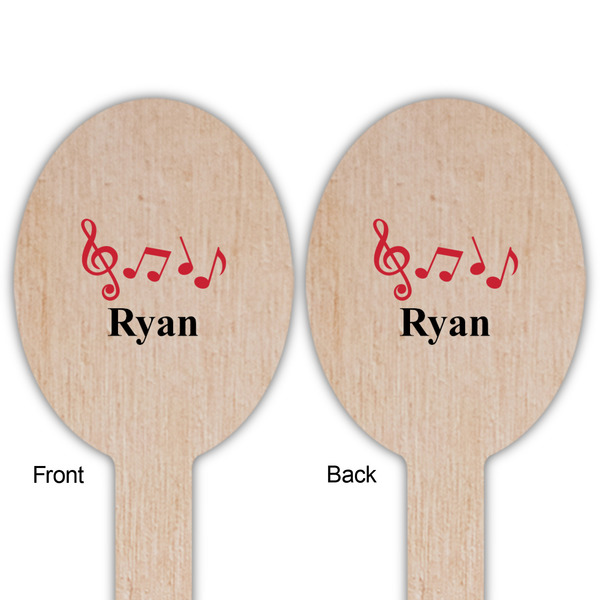 Musical Notes Wooden Food Pick - Oval - Double Sided - Front & Back