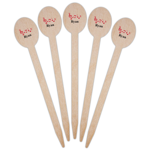 Musical Notes Wooden Food Pick - Oval - Fan View