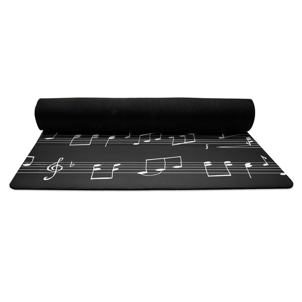 Musical Notes Yoga Mat Rolled up Black Rubber Backing