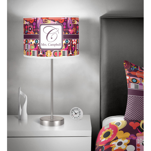 Abstract Music 13 inch drum lamp shade - in room