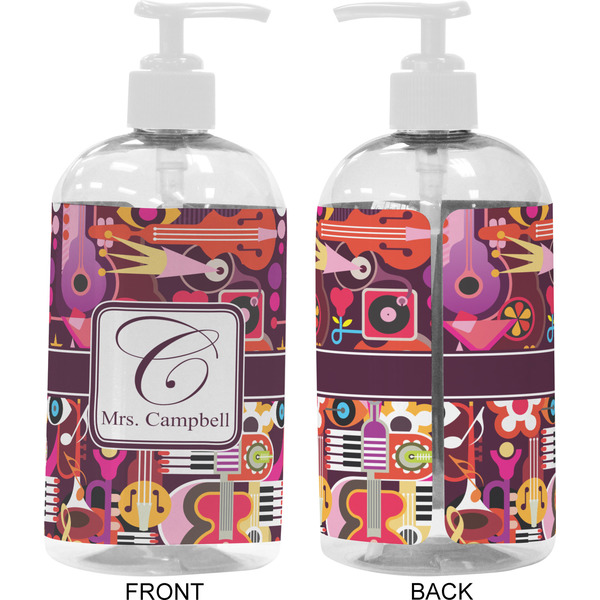 Abstract Music 16 oz Plastic Liquid Dispenser- Approval- White