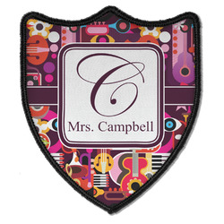 Abstract Music Iron On Shield Patch B w/ Name and Initial