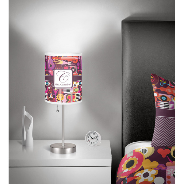 Abstract Music 7 inch drum lamp shade - in room