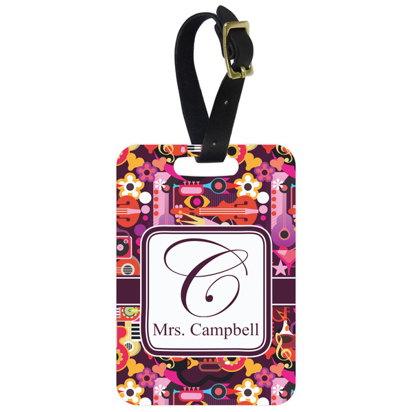 Custom Abstract Music Metal Luggage Tag w/ Name and Initial