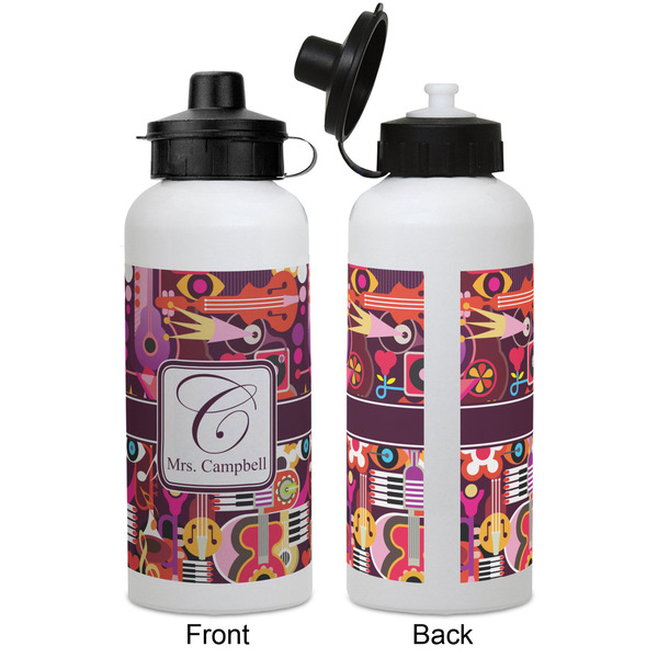 Abstract Music Aluminum Water Bottle - White APPROVAL